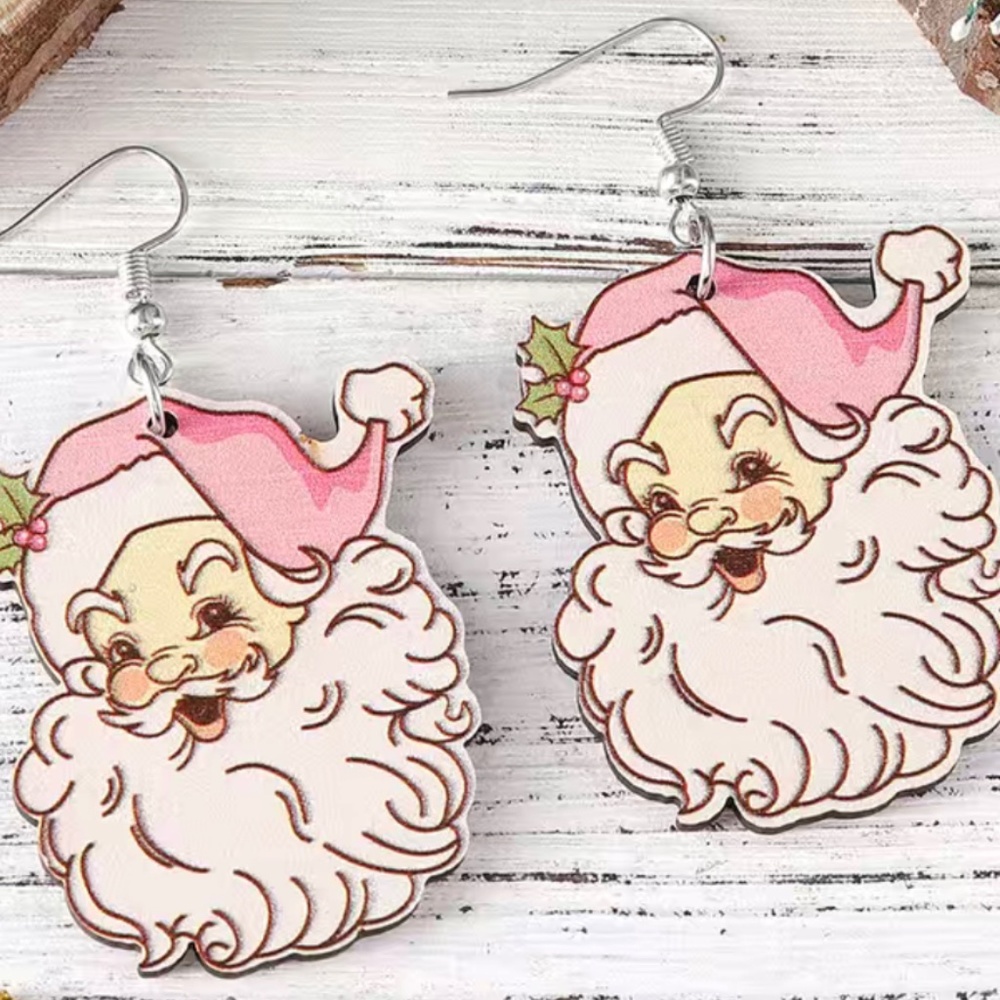 Pink Santa Earrings